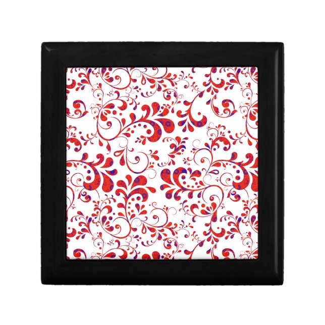 Cute red white floral pattern gift box (Front)