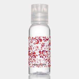 Cute red white floral pattern hand sanitizer
