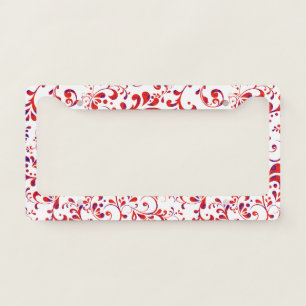 Cute red white floral pattern license plate frame