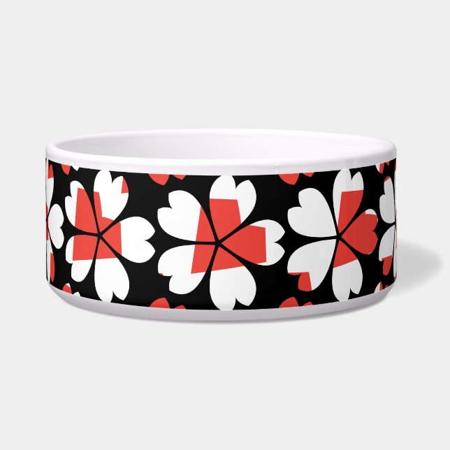 Cute red white flowers patterns bowl (Front)