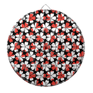 Cute red white flowers patterns dart board