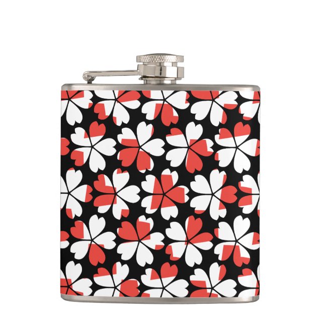 Cute red white flowers patterns flask (Front)