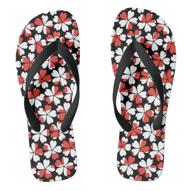 Cute red white flowers patterns  flip flops (Footbed)