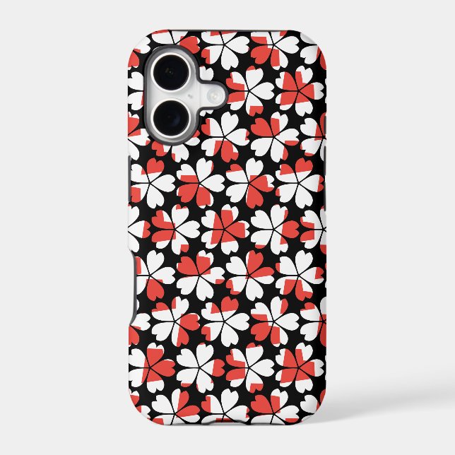 Cute red white flowers patterns iphone case (Back)