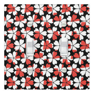 Cute red white flowers patterns light switch cover