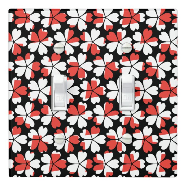 Cute red white flowers patterns light switch cover (In Situ)