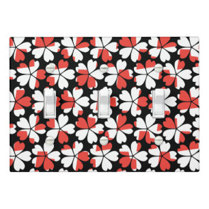 Cute red white flowers patterns light switch cover