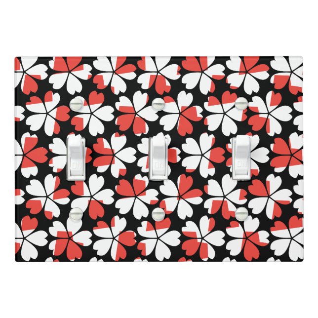 Cute red white flowers patterns light switch cover (In Situ)
