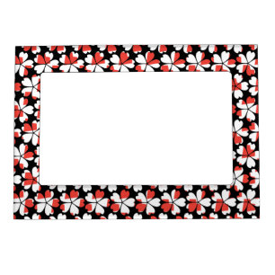 Cute red white flowers patterns magnetic frame