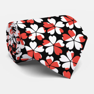 Cute red white flowers patterns neck tie