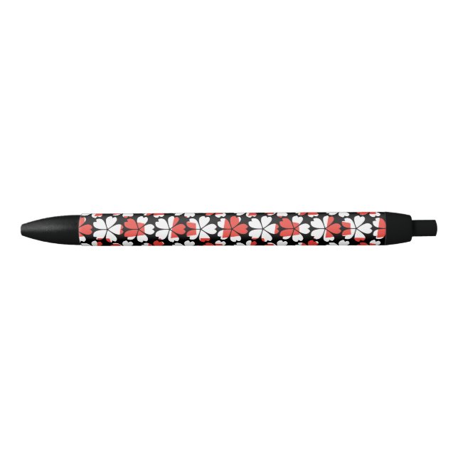 Cute red white flowers patterns pen (Front)