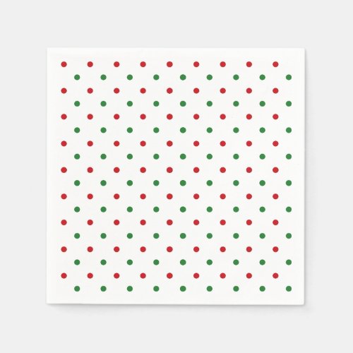 Cute red white green polka dot pattern holiday napkins