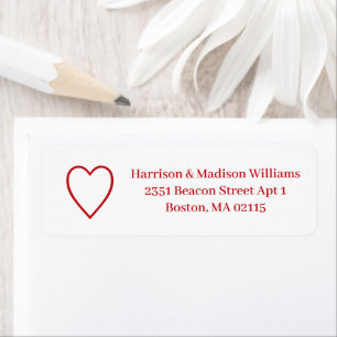 Cute red white heart modern elegant Return Address Label