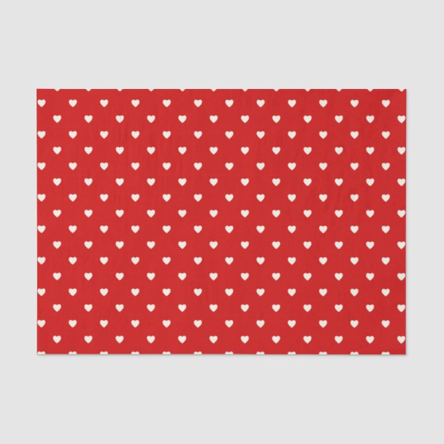 Cute Red White Heart Polka Dots Valentines Day Tissue Paper (Front)