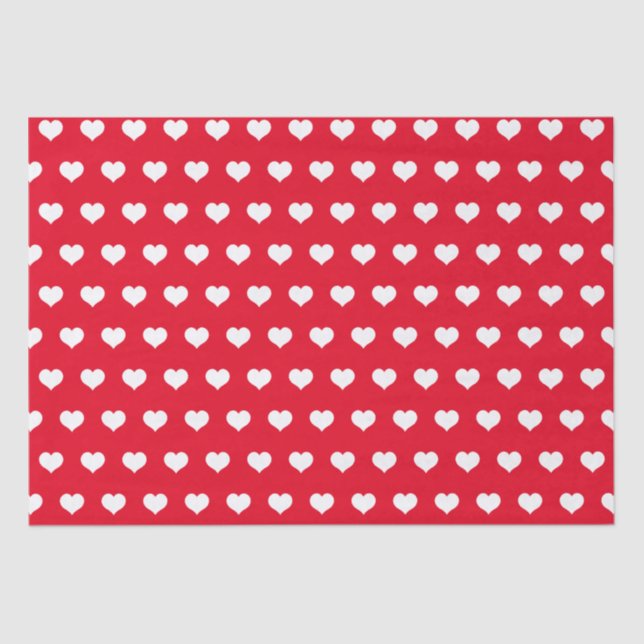 Cute Red White Heart Valentines Day Pattern Love Tissue Paper (Front)