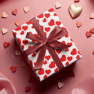 Cute Red & White Heart Valentines Wrapping Paper Sheets