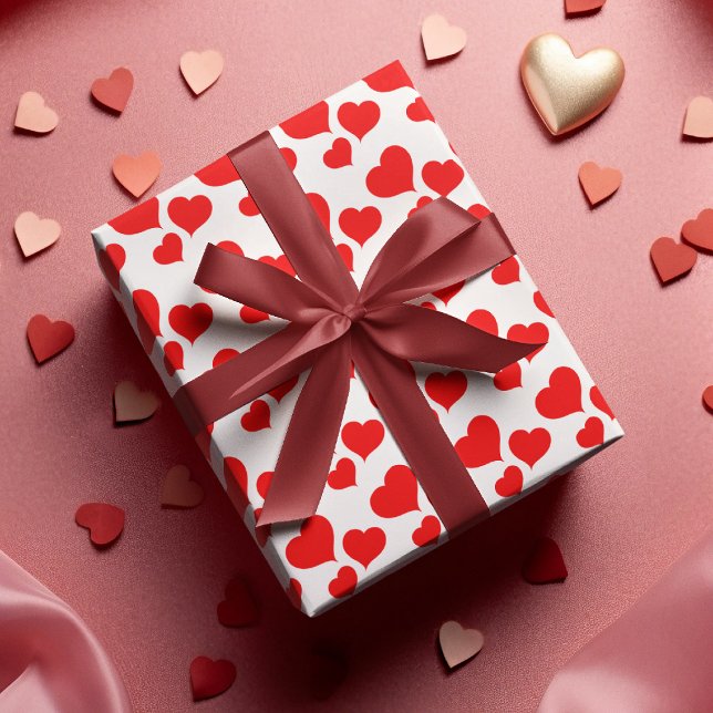 Cute Red & White Heart Valentines Wrapping Wrapping Paper Sheets (Creator Uploaded)