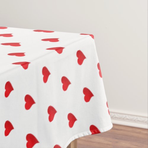 Cute red white hearts pattern elegant girly chic  tablecloth