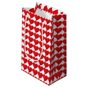Cute Red white Hearts pattern Valentine's day Small Gift Bag