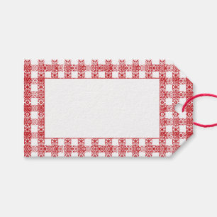 Cute red & white lace gingham vintage plaid gift tags