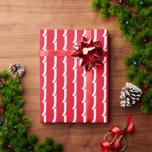 Cute red & white monogram snowflake letter holiday wrapping paper