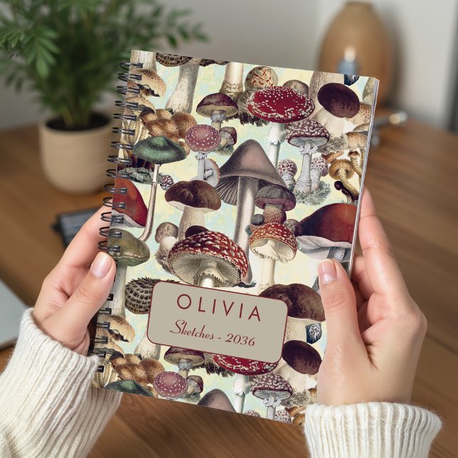 Cute Red White Mushroom Pattern Notebook (Creator Uploaded)