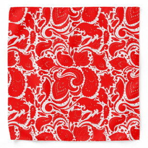 Cute red white paisley pattern bandana