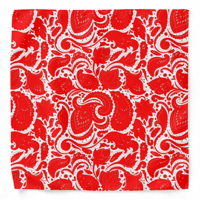 Cute red white paisley pattern bandana (Front)