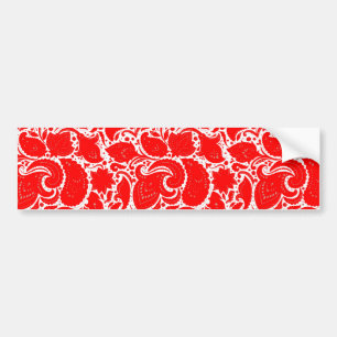 Cute red white paisley pattern bumper sticker