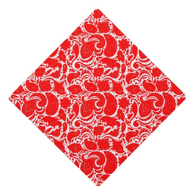 Cute red white paisley pattern graduation cap topper (Front)