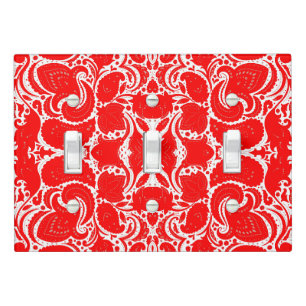 Cute red white paisley pattern light switch cover