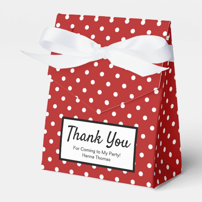  Cute Red White Polka Dot Birthday Party Favor Box (Front Side)