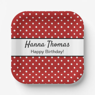 Cute Red White Polka Dot Birthday Party Paper Plates