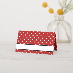 Cute Red White Polka Dot Birthday Party Place Card