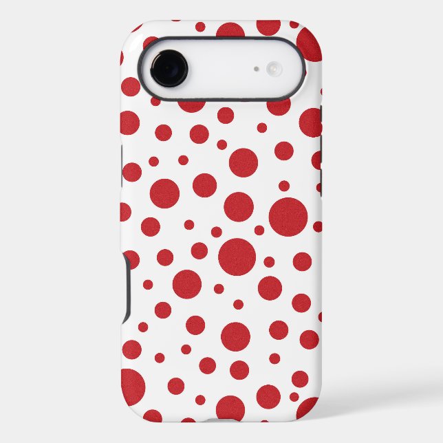 Cute red white polka dot pattern  iPhone case (Back)