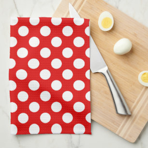 cute red white polka dot pattern kitchen towel