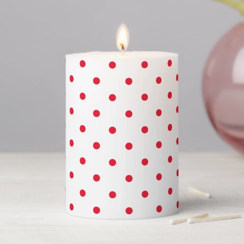 Cute red white polka dot pattern modern girly chic pillar candle