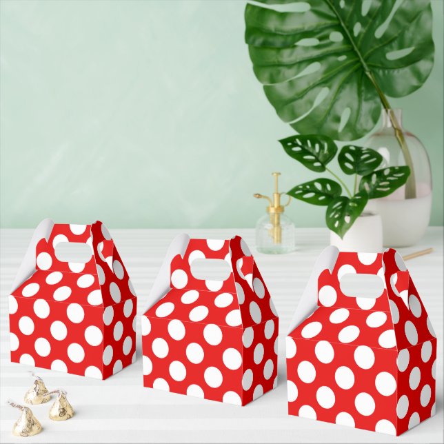 Cute red white polka dot pattern party favor boxes (Multiple)