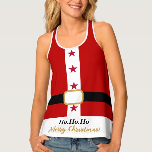 Cute Red White Santa Claus Costume Merry Christmas Tank Top
