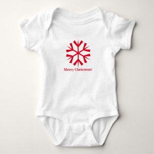 Cute red white snowflake custom name Christmas Baby Bodysuit