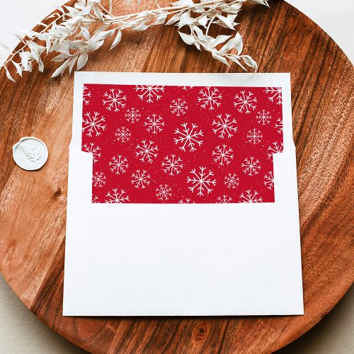 Cute Red  White Snowflake Pattern Envelope Liner