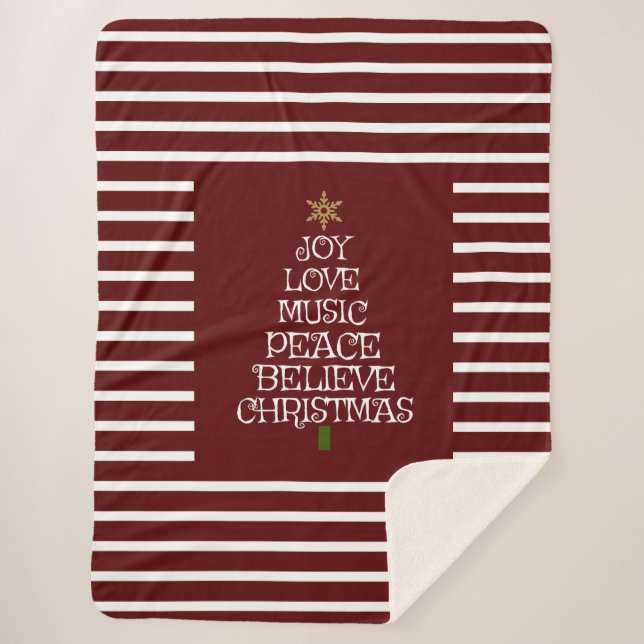 Cute Red/White Spirit of Christmas Sherpa Blanket (Front)
