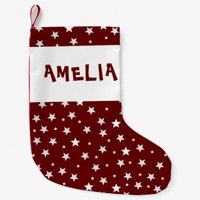 Cute Red White Star Pattern Small Christmas Stocking (Front)
