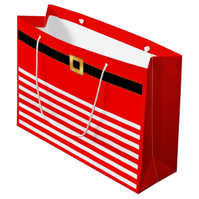 Cute red & white striped gift bag (Front Angled)