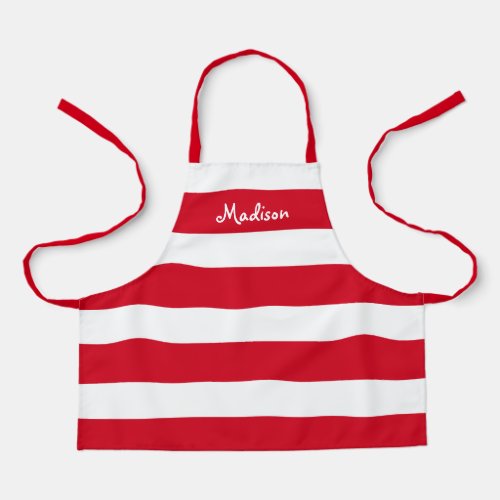 Cute Red White Stripes Kids Personalized Apron