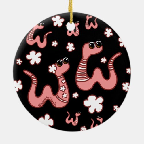 Cute Red Wiggler Worms ImagesbyCharlie Ceramic Ornament