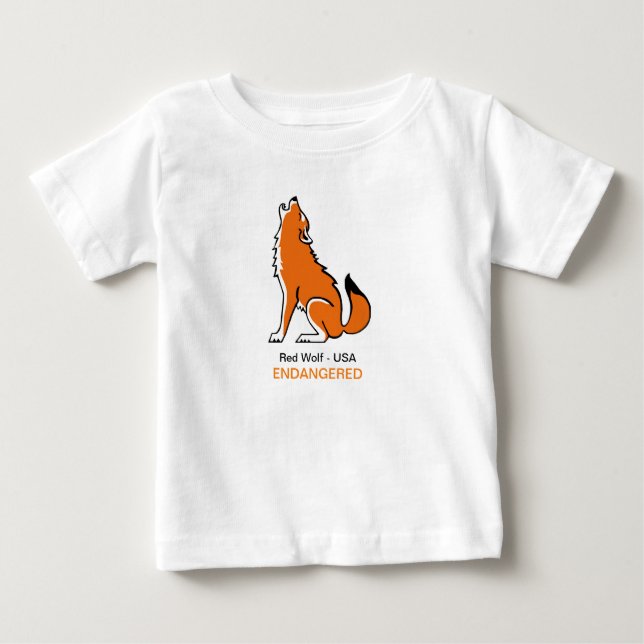 Cute Red WOLF  - Endangered animal graphic -  Baby T-Shirt (Front)