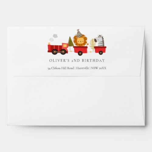 Cute Red Woodland Animal Train Any Age Birthday Envelope
