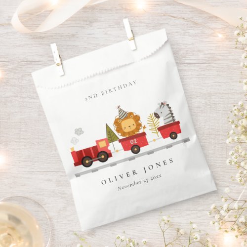 Cute Red Woodland Animal Train Any Age Birthday Favor Bag