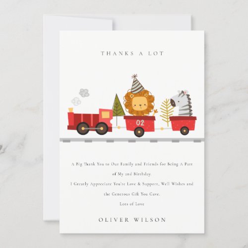 Cute Red Woodland Animal Train Any Age Birthday Thank You Card